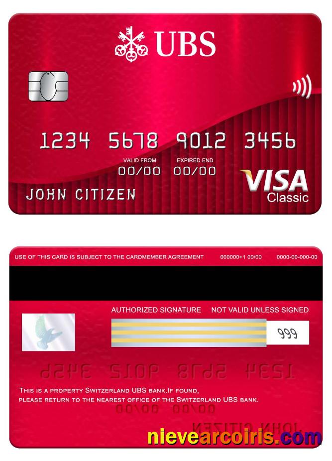 Switzerland UBS bank visa classic card
